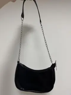 黒 合成皮革 ショルダーバッグ