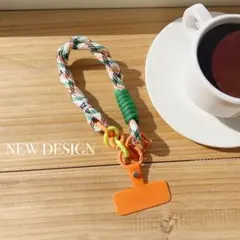 ハンドストラップ スマホストラップ　iPhone オレンジ　グリーン