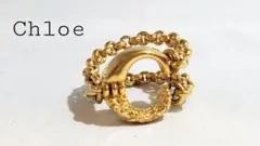 【美品】Chloe クロエ アルファベット C リング ゴールドカラー
