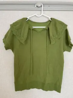 【美品】NOSTALGIA フリル襟リボン付きニットトップス Mサイズ