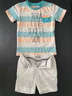 ZARA ストライプ Tシャツ & ショートパンツ セット 94-98cm