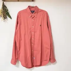 【RALPH LAUREN】長袖シャツ/サーモンピンク/コットン/Lサイズ