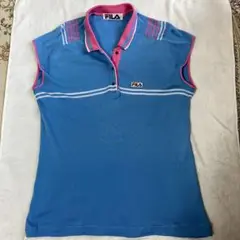 FILA テニス　ポロシャツ　ブルーxピンク