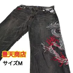 豊天商店 ブーデンショウテン 龍 刺繍 ジーンズ M 和柄 デニム パンツ