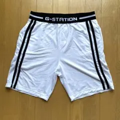 【G-STATION】メンズ　ハーフパンツ　ホワイト　Sサイズ　透け感　古着
