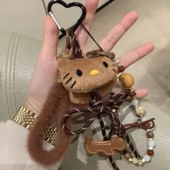 日焼けキティ ぬいぐるみベアバッグチャーム ソフトカーキーチェーン