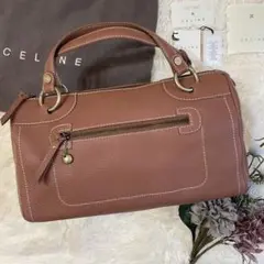 極美品✳︎Celine ハンドバッグ ミニボストン レザー シボ革 ライトブラウン