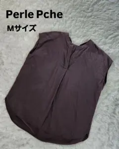 Perle Pche フレンチスリーブ　ブラウス グレー 38 M ノースリーブ