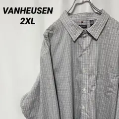 N-3047 VANHEUSEN アメリカ古着 チェック柄 長袖シャツ 2XL