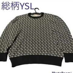 【超希少品❗️】総柄 ysl ロゴニット サンローラン ウール100%