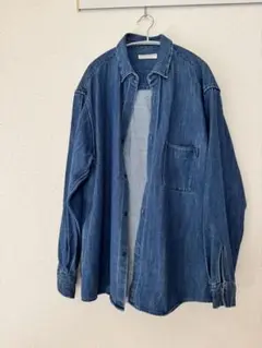 デニムシャツ XL ダークブルー ボタンアップ