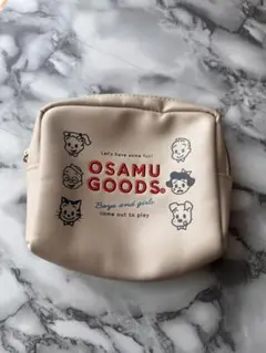OSAMU GOODS ポーチ ベージュ キャラクターイラスト入り