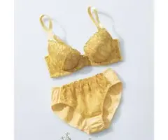 【新品未開封】イエローレースブラジャーショーツセットC75M