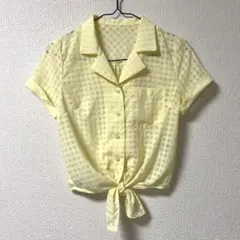 INGNI イエローチェック柄 クロップド半袖シャツ