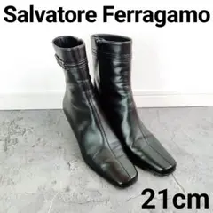 Salvatore Ferragamo ブーツ 21㎝ ブラック スクエアトゥ