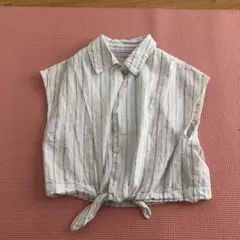 ZARA キッズ ノースリーブ ストライプシャツ 前結びデザイン 140cm