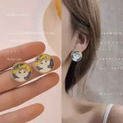 121 レトロのネコピアス 直径:2cm