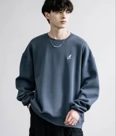 【KANGOL】別注コラボ オーバーサイズ裏起毛ワンポイントロゴ刺繍スウェット