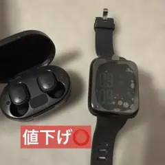スマートウォッチ、ワイヤレスイヤホン2点セット