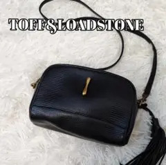 【美品】トフアンドロードストーン ショルダーバッグ リザード型押し レザー 黒