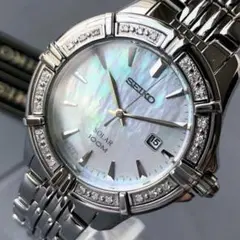 SEIKO ダイヤ★セイコー ソーラー 100m防水 パール レディース腕時計