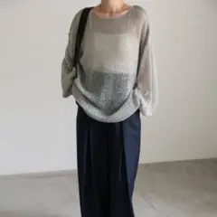 モヘアタッチローゲージシアープルオーバー