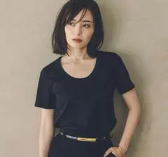 シルクタッチコットンUネックT