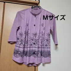 ecriture 花柄 Mサイズ 紫色 シャツ