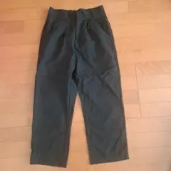 ダークグリーン ハイウエスト ワイドパンツ