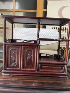 【美品】違い棚　紫檀　松と鶴模様　和家具 茶箪笥 唐木 昭和レトロ 2025年最新】紫檀 茶棚の人気アイテム - メルカリ