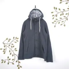タカキュー ▶ スリムフィットパーカー L 青 フーデッド 前開き ボタン