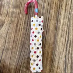 水玉模様 折り畳み傘 55cm 赤ハンドル