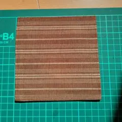 半巾帯リメイク品のコースター。ブラウン系ストライプ