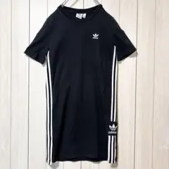 アディダス adidas ワンピース 半袖 トレフォイル 刺繍ロゴ スリーライン