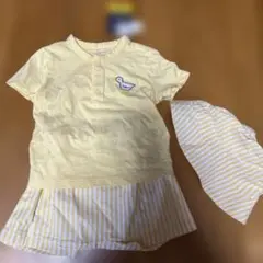 新品未使用　GAPアヒル刺繍イエロートップスとストライプパンツセット