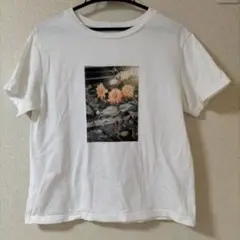 ルクールブラン花プリント ホワイト 半袖Tシャツ