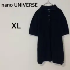 ナノユニバース 半袖ポロシャツ 【XL】大きいサイズ コットン100% ブラック