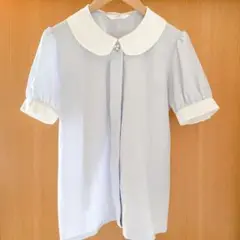 【東京ブラウス】清楚系ブラウス バルーン袖 襟 パール付き