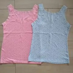 GU 星ドット柄レース付きタンクトップ2色セット