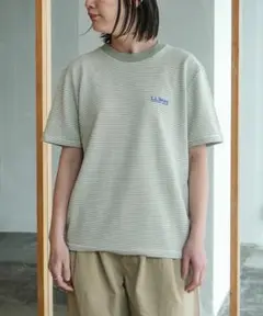 L.L.Bean ストライプ Tシャツ グリーン×ホワイト