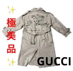 GUCCI トレンチコート ステンカラー バックプリント ベージュ
