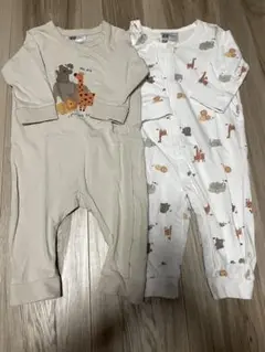 H&M アニマル柄ロンパース 2-4M(60cm相当)
