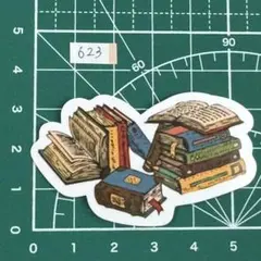 防水ステッカー ヴィンテージブックデザイン 本の山