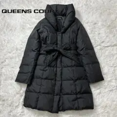 【値下対応】クイーンズコート ダウンコート ロングコート 黒 ベルト Sサイズ