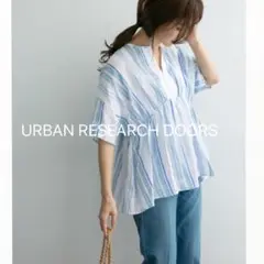 URBAN RESEARCH カラーストライプウエストギャザーブラウス