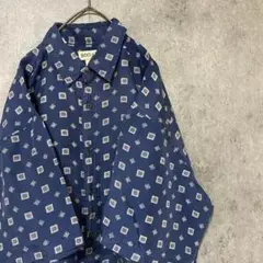 90s vintage 半袖　柄シャツ　シルク　メンズ　L 古着　個性派