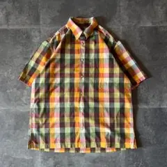 2001年製 OLD GAP 半袖BDシャツ ブロックチェック M A463