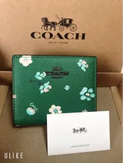 COACH 折りたたみ財布 スナップウォレット マイフラワー グリーン