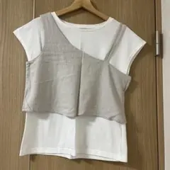 LOWRYS FARM レイヤードTシャツ ホワイト/グレー