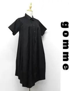 M456/美品 gomme ひざ丈ワンピース 半袖 シャツ生地 M 黒